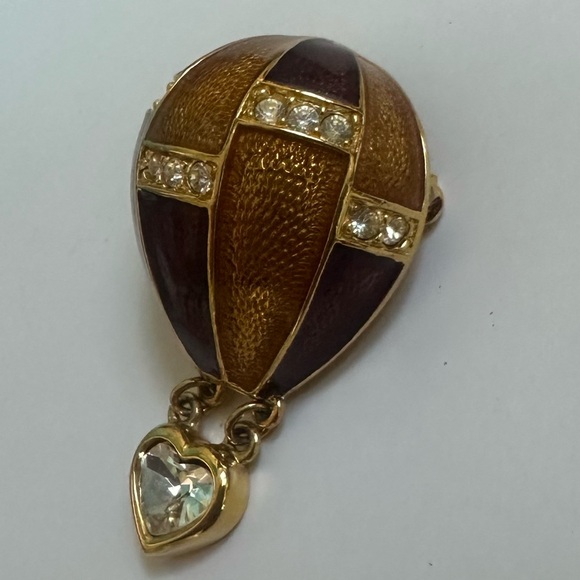 Vintage Jewelry Signed Joan Rivers Enamel & Rhinestone Hot Air Balloon pin ♥️ - Picture 5 of 9